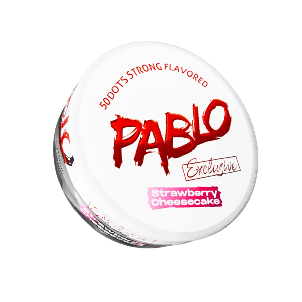 Premium PABLO-Strawberry-Cheesecake functional energy pouch by ZestPulse, designed for instant focus and clarity, isolated on a clean background.