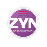 Premium ZYN-Icy-Blackcurrant functional energy pouch by ZestPulse, designed for instant focus and clarity, isolated on a clean background.
