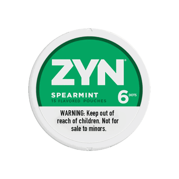 Premium ZYN-Spearmint functional energy pouch by ZestPulse, designed for instant focus and clarity, isolated on a clean background.