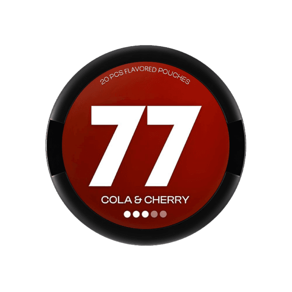 Premium 77-Cola-Cherry functional energy pouch by ZestPulse, designed for instant focus and clarity, isolated on a clean background.